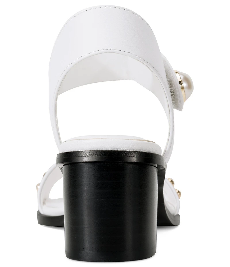 KARL LAGERFELD PARIS Hemmy Pearl Banded Block Heel Sandals