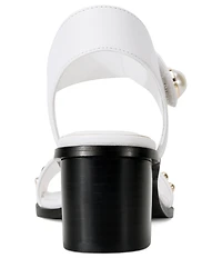 KARL LAGERFELD PARIS Hemmy Pearl Banded Block Heel Sandals