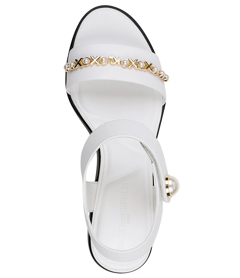 KARL LAGERFELD PARIS Hemmy Pearl Banded Block Heel Sandals