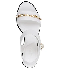 KARL LAGERFELD PARIS Hemmy Pearl Banded Block Heel Sandals