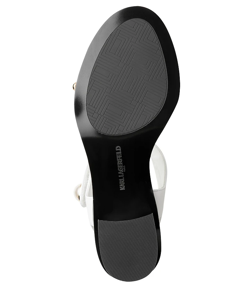 KARL LAGERFELD PARIS Hemmy Pearl Banded Block Heel Sandals