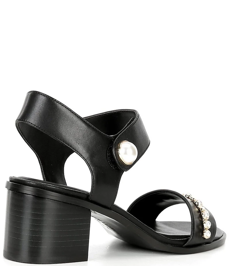 KARL LAGERFELD PARIS Hemmy Pearl Banded Block Heel Sandals