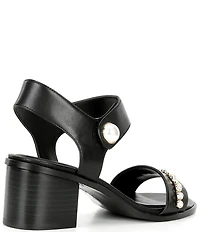 KARL LAGERFELD PARIS Hemmy Pearl Banded Block Heel Sandals
