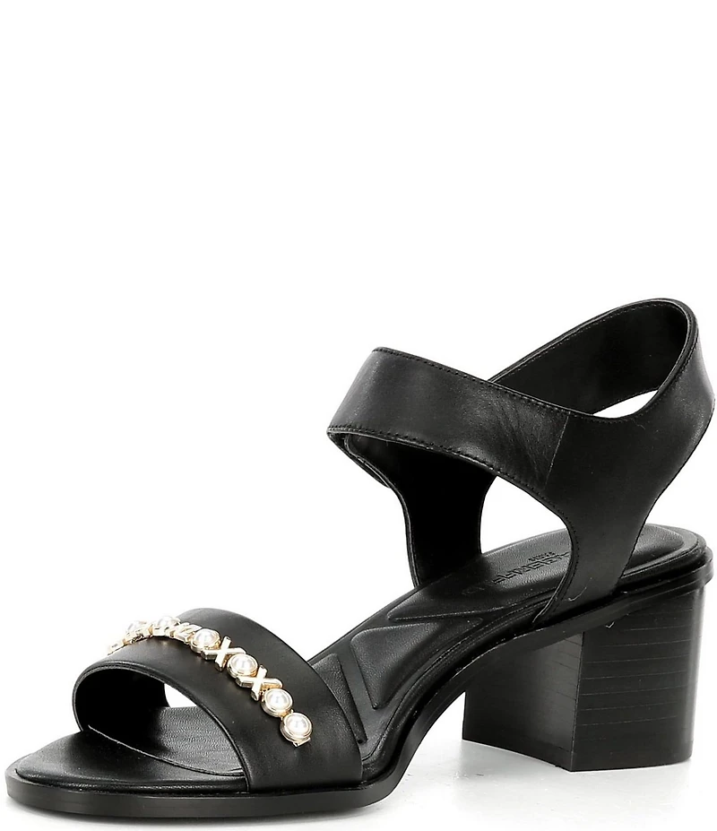 KARL LAGERFELD PARIS Hemmy Pearl Banded Block Heel Sandals