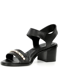 KARL LAGERFELD PARIS Hemmy Pearl Banded Block Heel Sandals