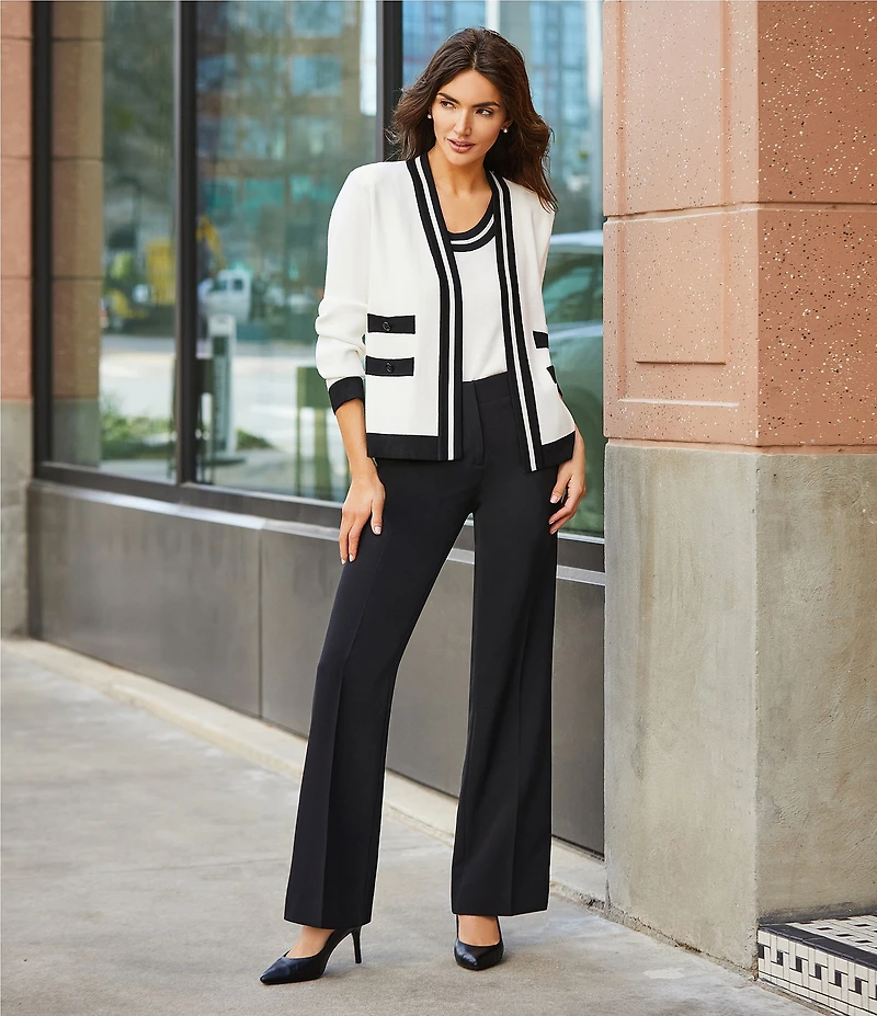 KARL LAGERFELD PARIS High Waisted Full Length Sailor Button Pocket Pants