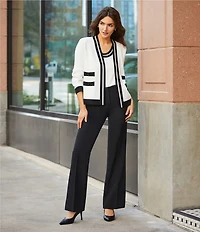 KARL LAGERFELD PARIS High Waisted Full Length Sailor Button Pocket Pants