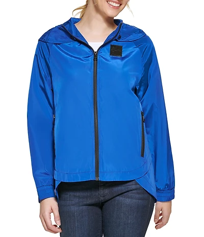 KARL LAGERFELD PARIS Hooded Neck Front Zip Soft Windbreaker Jacket