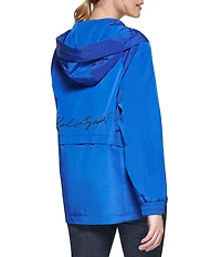 KARL LAGERFELD PARIS Hooded Neck Front Zip Soft Windbreaker Jacket