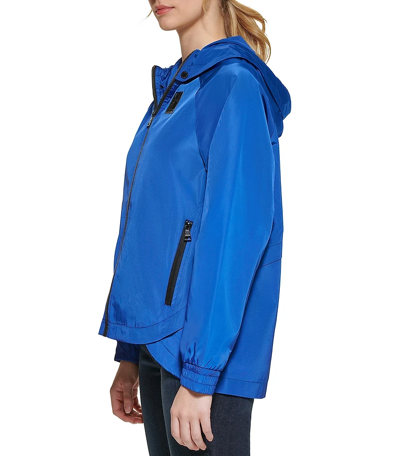 KARL LAGERFELD PARIS Hooded Neck Front Zip Soft Windbreaker Jacket