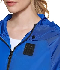 KARL LAGERFELD PARIS Hooded Neck Front Zip Soft Windbreaker Jacket