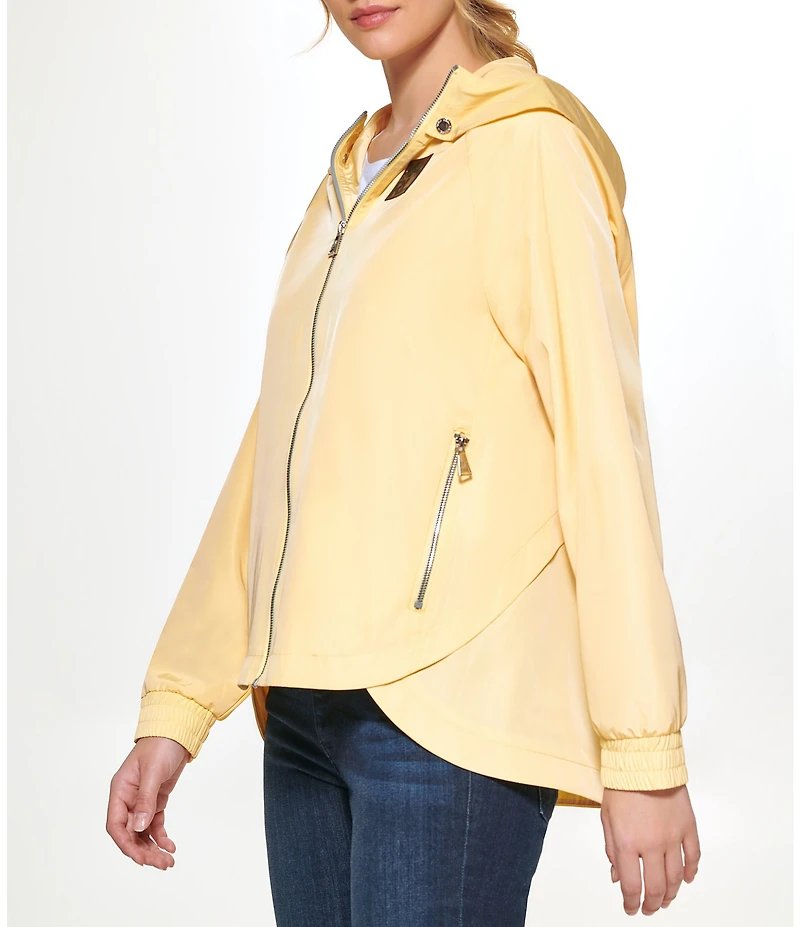 KARL LAGERFELD PARIS Hooded Neck Front Zip Soft Windbreaker Jacket