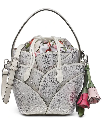 KARL LAGERFELD PARIS Ikon Rhinestone Floral Drawstring Bucket Bag