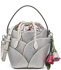 KARL LAGERFELD PARIS Ikon Rhinestone Floral Drawstring Bucket Bag