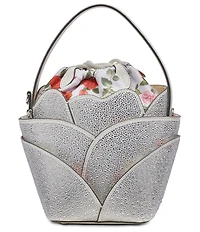 KARL LAGERFELD PARIS Ikon Rhinestone Floral Drawstring Bucket Bag
