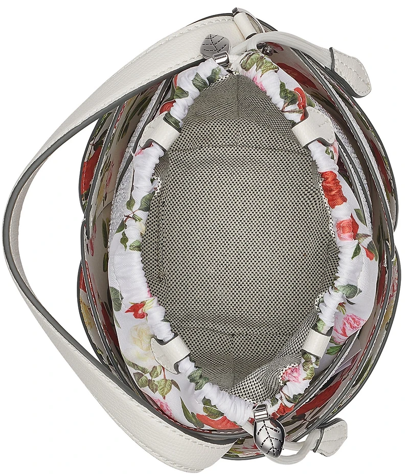 KARL LAGERFELD PARIS Ikon Rhinestone Floral Drawstring Bucket Bag