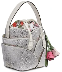 KARL LAGERFELD PARIS Ikon Rhinestone Floral Drawstring Bucket Bag