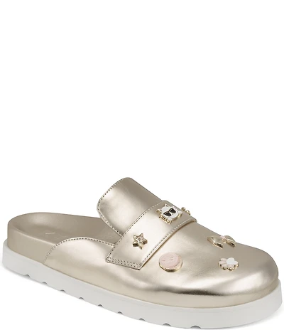 KARL LAGERFELD PARIS Islay Macaron Metallic Charms Mules