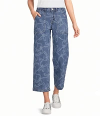 KARL LAGERFELD PARIS Jacquard Denim Straight Leg Ankle Length Jeans