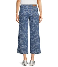KARL LAGERFELD PARIS Jacquard Denim Straight Leg Ankle Length Jeans