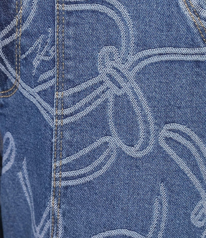 KARL LAGERFELD PARIS Jacquard Denim Straight Leg Ankle Length Jeans
