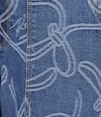 KARL LAGERFELD PARIS Jacquard Denim Straight Leg Ankle Length Jeans