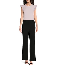 KARL LAGERFELD PARIS Jersey Knit Boat Neck Sleeveless Ruffle Tank