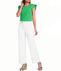 KARL LAGERFELD PARIS Jersey Knit Boat Neck Sleeveless Ruffle Tank