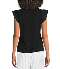 KARL LAGERFELD PARIS Jersey Knit Crew Neck Sleeveless Top
