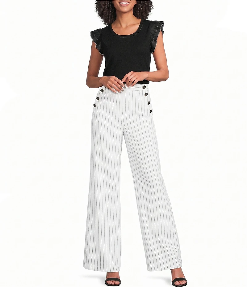 KARL LAGERFELD PARIS Jersey Knit Crew Neck Sleeveless Top