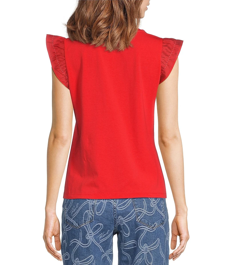 KARL LAGERFELD PARIS Jersey Knit Crew Neck Sleeveless Top