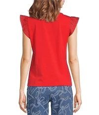 KARL LAGERFELD PARIS Jersey Knit Crew Neck Sleeveless Top