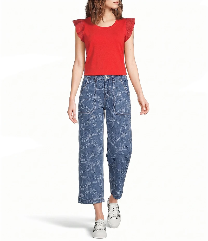 KARL LAGERFELD PARIS Jersey Knit Crew Neck Sleeveless Top