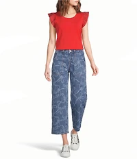 KARL LAGERFELD PARIS Jersey Knit Crew Neck Sleeveless Top
