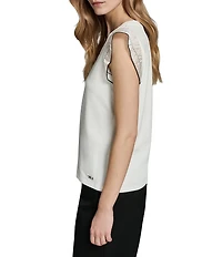 KARL LAGERFELD PARIS Jersey Knit Crew Neck Sleeveless Top