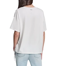 KARL LAGERFELD PARIS Jersey Knit Print Crew Neck Short Sleeve Top