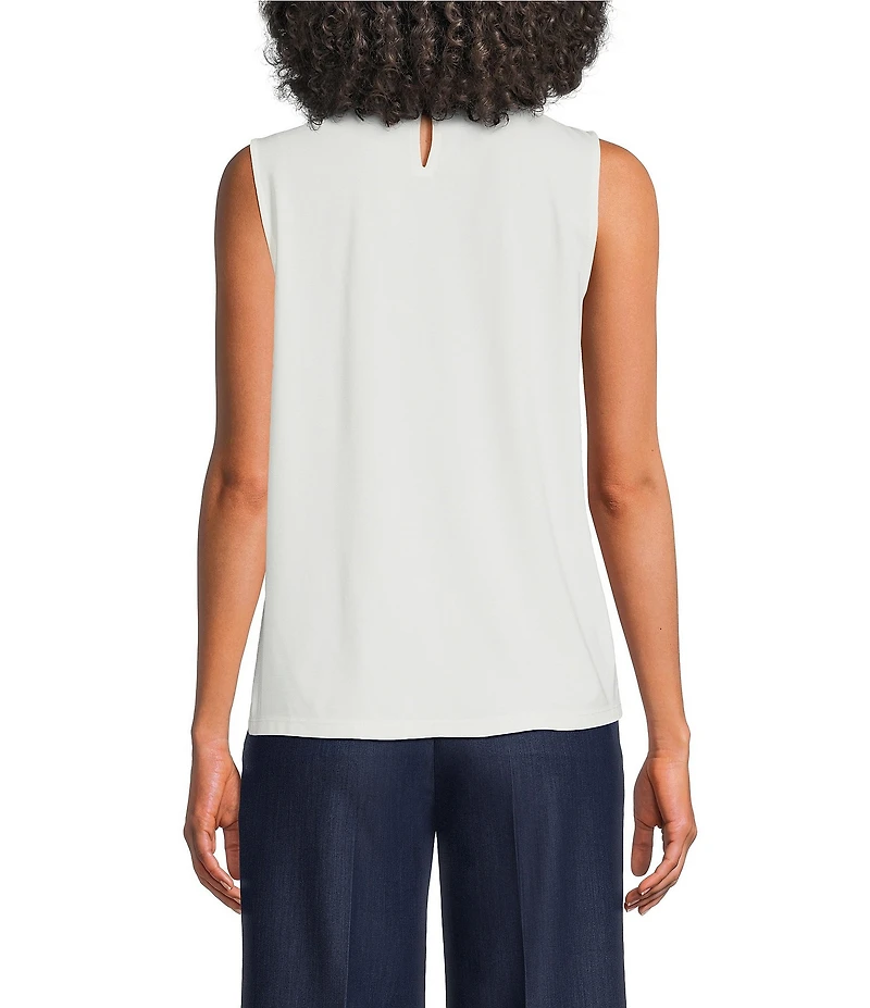 KARL LAGERFELD PARIS Jersey Knit Round Neck Sleeveless Tank Top