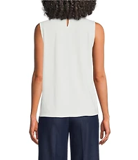 KARL LAGERFELD PARIS Jersey Knit Round Neck Sleeveless Tank Top