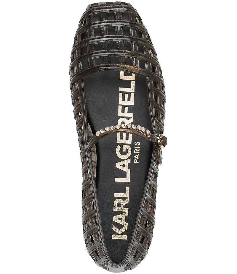 KARL LAGERFELD PARIS Juliska Jelly Caged Mary Jane Ballet Flats