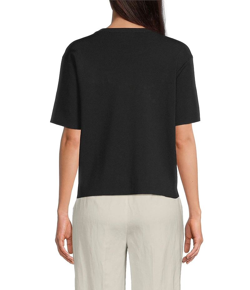 KARL LAGERFELD PARIS Knit Amour Crew Neck Short Sleeve Top