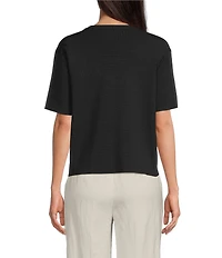 KARL LAGERFELD PARIS Knit Amour Crew Neck Short Sleeve Top
