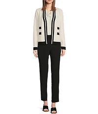 KARL LAGERFELD PARIS Knit Cardigan with Contrast Trim