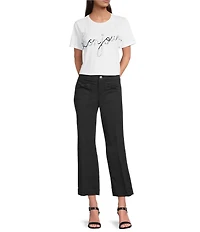 KARL LAGERFELD PARIS Knit Crew Keck Short Sleeve Bonjour Logo Tee