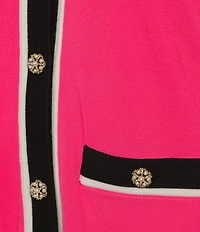 KARL LAGERFELD PARIS Knit Crew Neck Long Sleeve Embellished Button-Front Cardigan