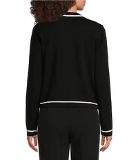 KARL LAGERFELD PARIS Knit Crew Neck Long Sleeve Embellished Button-Front Cardigan