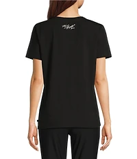 KARL LAGERFELD PARIS Knit Crew Neck Short Sleeve Perfume Graphic Tee