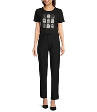 KARL LAGERFELD PARIS Knit Crew Neck Short Sleeve Perfume Graphic Tee