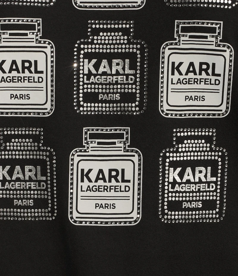 KARL LAGERFELD PARIS Knit Crew Neck Short Sleeve Perfume Graphic Tee