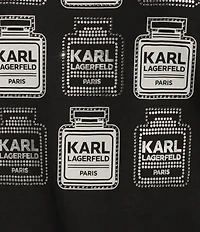 KARL LAGERFELD PARIS Knit Crew Neck Short Sleeve Perfume Graphic Tee