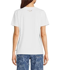 KARL LAGERFELD PARIS Knit Denim Choupette Cat Crew Neck Short Sleeve Tee